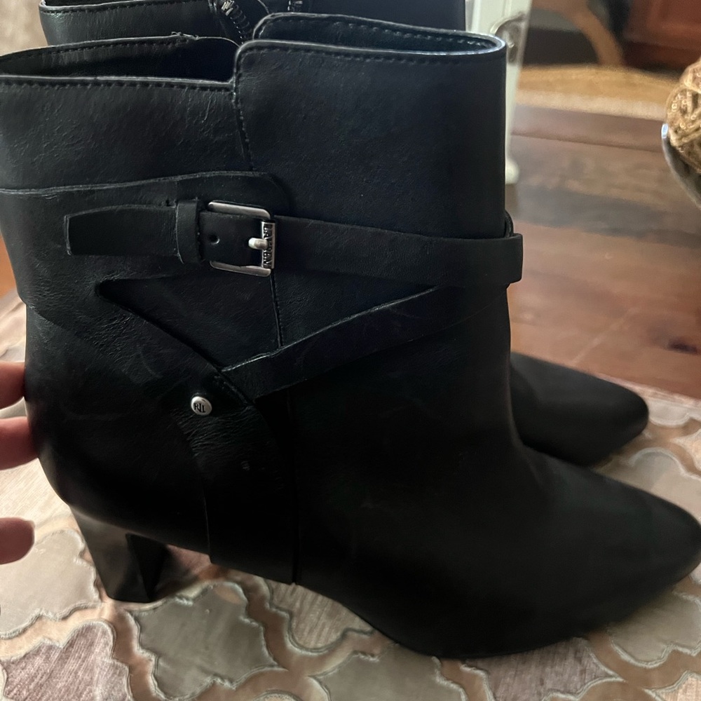 Ralph Lauren black leather booties.  Excellent t condition. Size 9.
